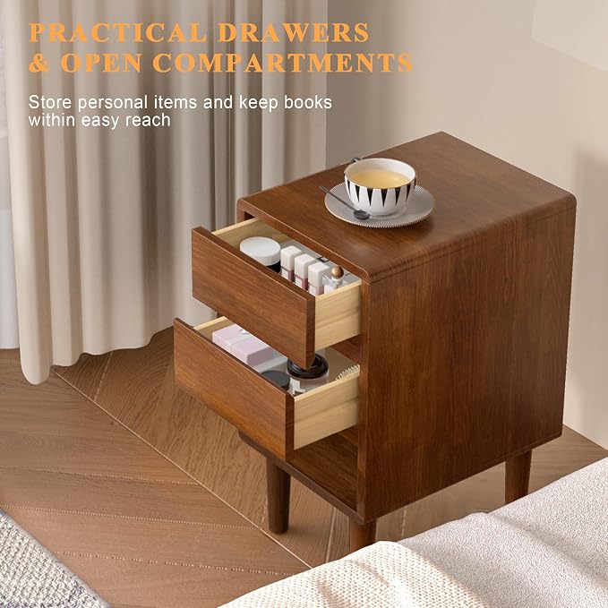 Narrow Nightstand 2 Drawers - Image 3