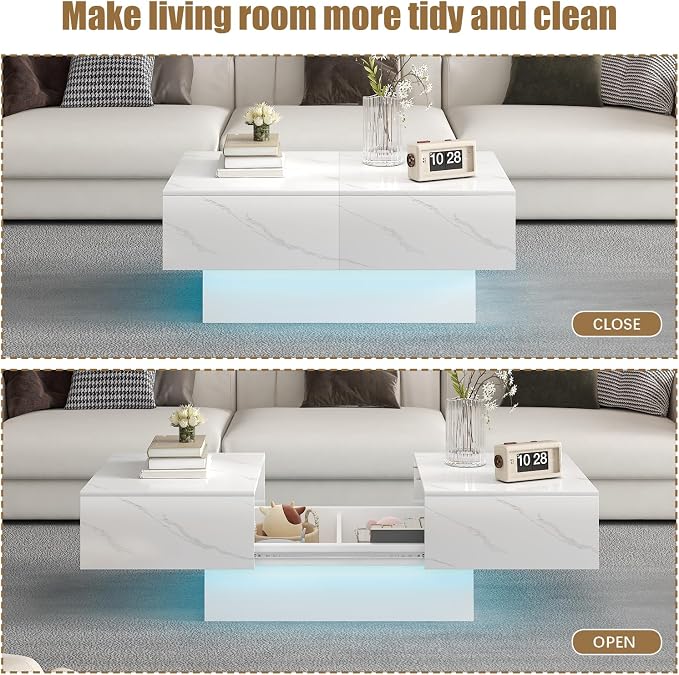 White Marble Modern Coffee Table - Image 3