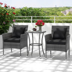 Tangkula 3-Piece Patio Furniture Set, PE Wicker Conversation Bistro Set w/A - Image 3