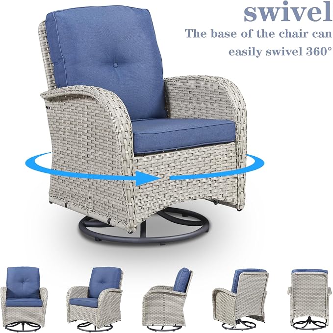Belord Patio Wicker Chairs Swivel Rocker - Image 3