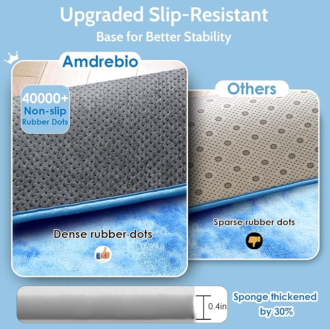 Amdrebio Tie-Dyed Light Blue Fluffy Area Rug 5x7 - Image 6
