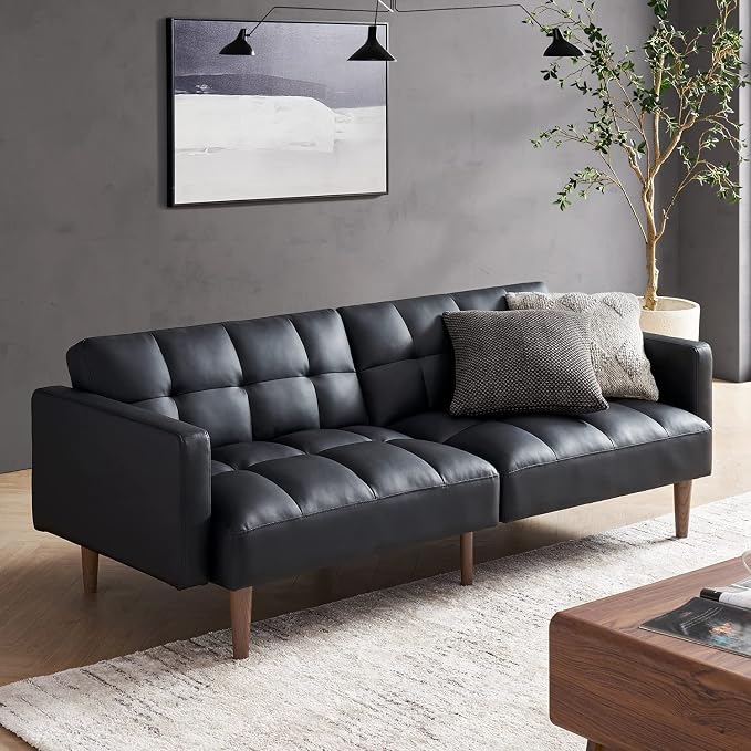 mopio 76.4" Futon Sofa Bed, Sleeper Sofa, Mid Century Modern Futon Couch - Image 3