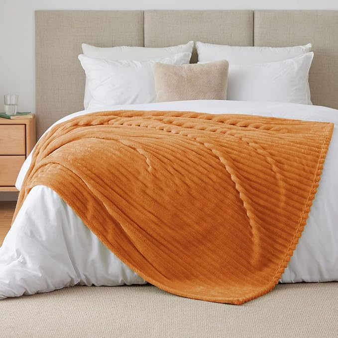 BEDELITE Fall Twin Blanket for Couch & Bed, Burnt Orange, Warm Yet Lightweight - Image 8