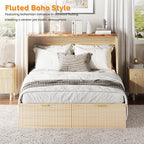 VINGLI Queen Murphy Bed with Storage Drawer, 2 Charging Station, Fluted Wooden - Image 6