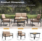 4-Piece Outdoor Patio Furniture Set, Metal Conversation Sofa Set - Image 2