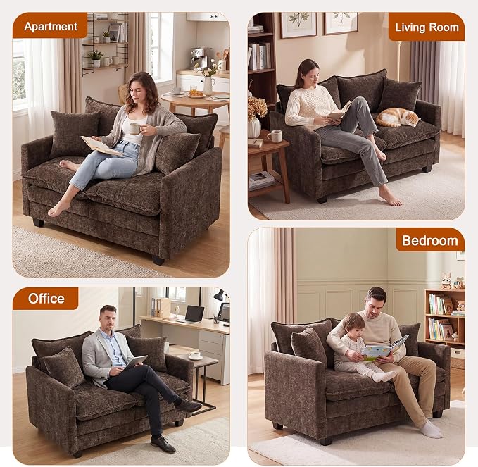 Loveseat Sofa Cloud Sofa Couch 50'', Modern Loveseats 2 Seat Couch 27" Deep Seat - Image 8