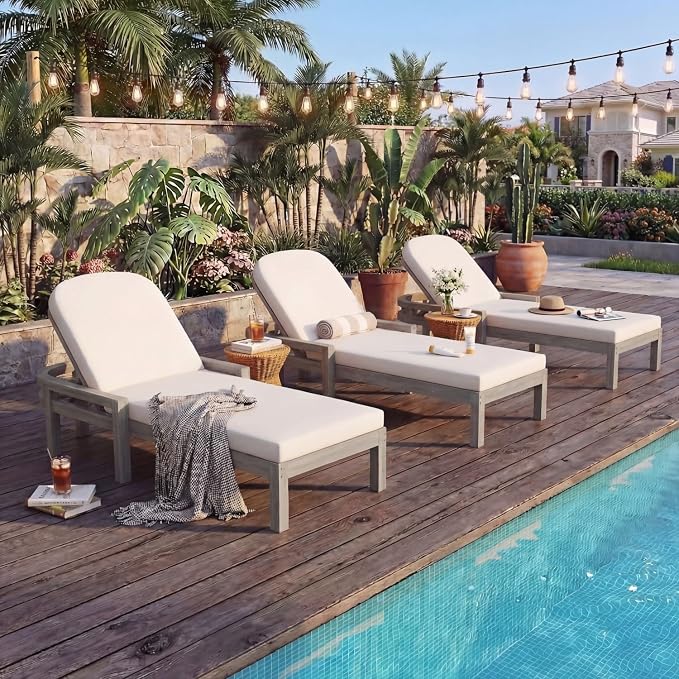 Outdoor Chaise Lounge Chair Set of 4, Patio Chaise Lounge Recliner - Image 3