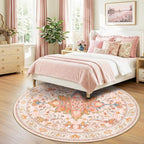 RELEANY Washable Area Rug, Round 8ft, Water Repellent, Pet Friendly, Vintage - Image 3