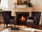 Modern Accent Chair Set of 2, Mid-Century PU Leather Armchair - Image 3