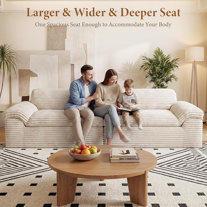 Vesgantti 118" Modular Sectional Couch, Comfy Corduroy Upholstered Cloud Couches - Image 4