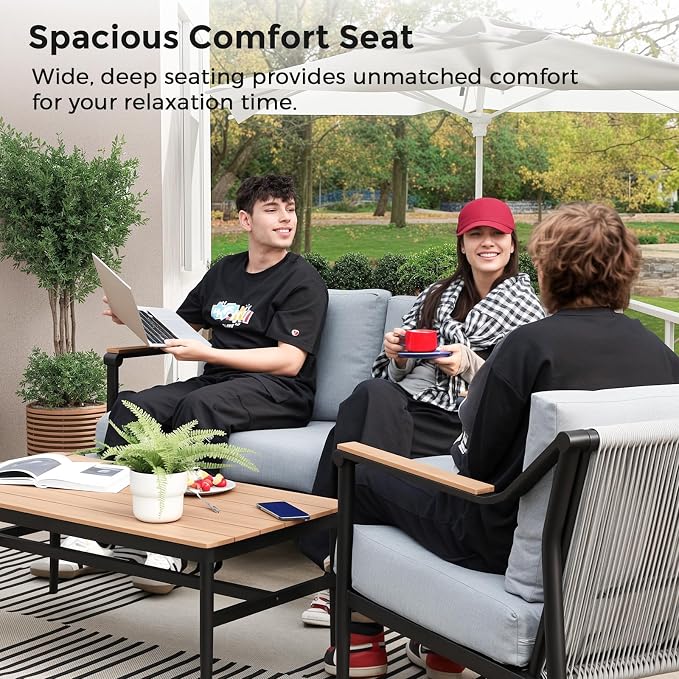 Jocoevol 4 Pieces Outdoor Sofa Conversation Set, 4 Seats Couch Set - Image 6