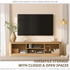 70" Fluted TV Stand for TVs Up to 80", Mid Century Modern Entertainment Center - Image 5