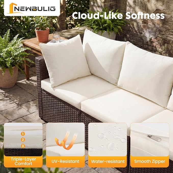 NEWBULIG 7-Piece Outdoor Patio Sectional Sofa, Weather-Resistant Modular Wicker - Image 5
