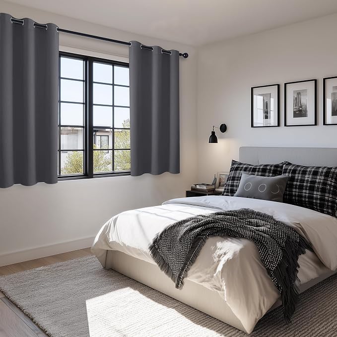Blackout Curtains for Bedroom, Dark Grey, 42 x 54 Inch, 2 Panels | Thermal - Image 6