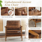 VINGLI Solid Wood Wide Armrests Accent Chair Set of 2, Upholstered Mid Century - Image 6