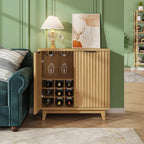 Fluted Coffee Bar Cabinet with Storage, Modern Sideboard Buffet Cabinet with - Image 9
