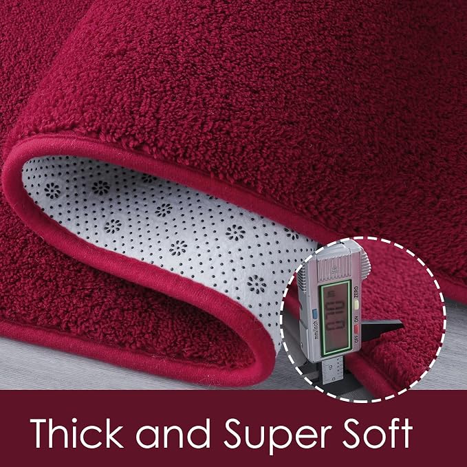 4x6 Area Rugs for Living Room Non Slip Dorm Bedroom Rug, Wine Red | Modern Area - Image 3