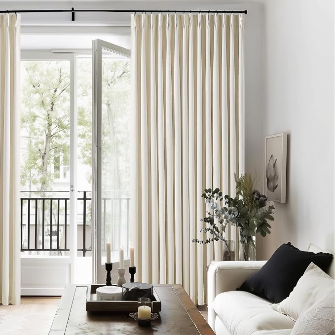 Pleated Cream Beige Linen Blackout Curtains - Image 8