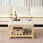 Befurtori Large Square Ottoman Coffee Table, Linen Solid Upholstered Footrest - Image 4
