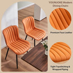 YOUNUOKE Dining Chairs Set of 2 Camel Mid Century Modern Kitchen Chairs Armless - Image 4
