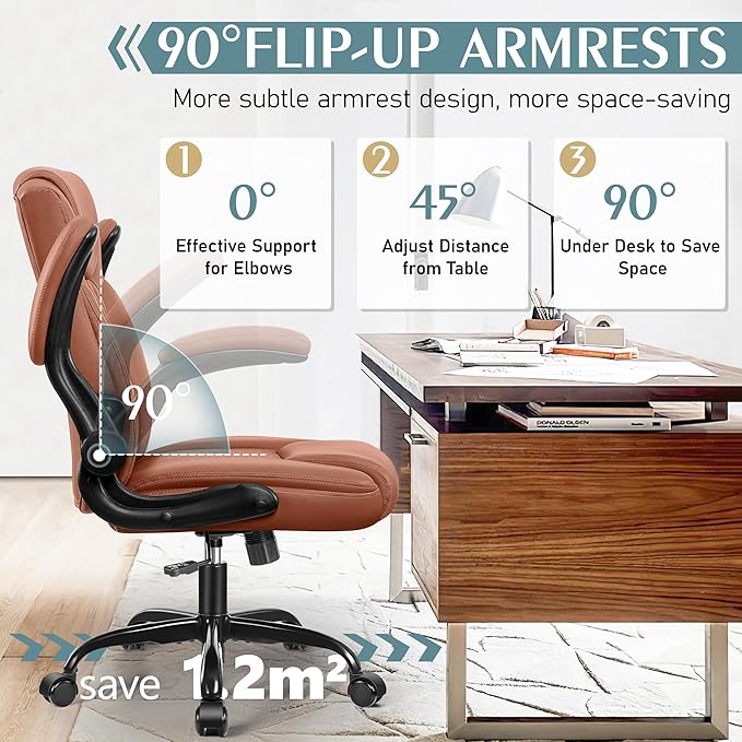 Leather Office Chair, PU Home Computer Desk Chairs - Image 4