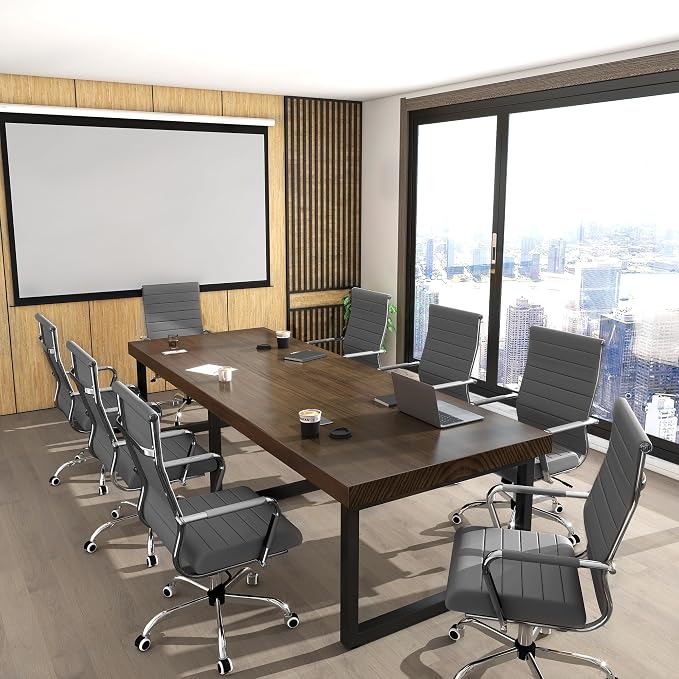 Home Office Chair Ribbed, Modern Leather Conference Room Chairs, Ergonomic - Image 2