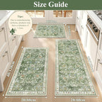 Yamaziot 2x3+2x4+2x5Ft Washable Kitchen Rug Set of 3 Non Slip, Sage Green | - Image 3