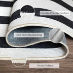 Black and White Striped Entry Rug, 3x5 Non-Slip Indoor Outdoor Rugs | Washable - Image 2