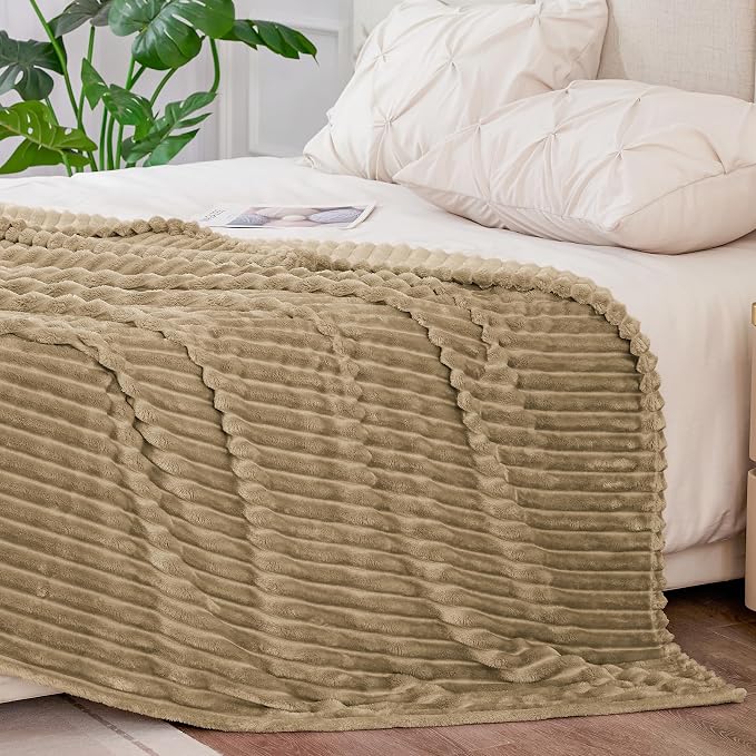 BEDELITE 3D Ribbed Jacquard Brown Blankets Queen Size - Image 7
