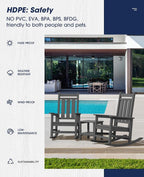 KINGYES Oversized Outdoor Rocking Chair Set of 2, All-Weather Patio Rocking - Image 7
