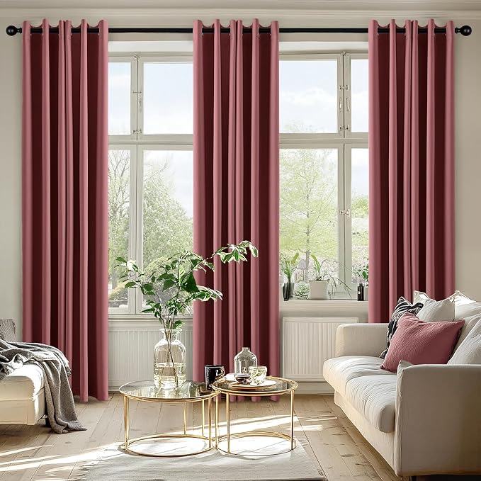 MIULEE Blackout Curtains for Bedroom 2 Panels 40 x 84 Inch Long Dusty Rose | - Image 6
