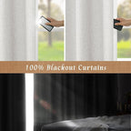 Light Grey 100% Blackout Linen Bedroom Curtains 63 Inches 2 Panels | Linen - Image 3