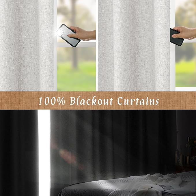 100% Blackout Linen Curtains 63 Inches Long - Image 4