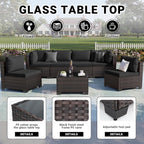 LEVELEVE 7 Pieces Outdoor Patio Furniture Sets, Rattan Conversation Sectional - Image 5