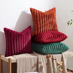 decorUhome Fall Faux Fur Throw Pillow Covers 24x24 Set of 2 Red | Decorative - Image 5