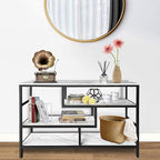 AT-VALY Console Table with Storage Shelves, Sofa Table Entryway Table with Faux - Image 2