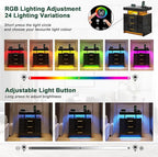 HNEBC LED Nightstand, Smart Bedside Table has Auto Sensor, High Gloss Night - Image 3