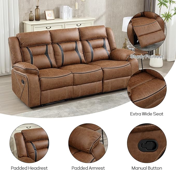 EBELLO Faux Leather Recliner Sofa Furniture Set - Image 3