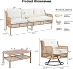 4-Piece Outdoor Wicker Sectional Sofa Set, All Weather Patio Conversation Set - Image 3
