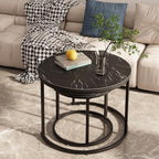 aboxoo Round Nesting Coffee Table Side Set of 2 End Tables - Image 4