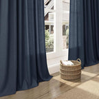 Extra Long Vintage Blue Linen Curtains 120 Inch - Image 6