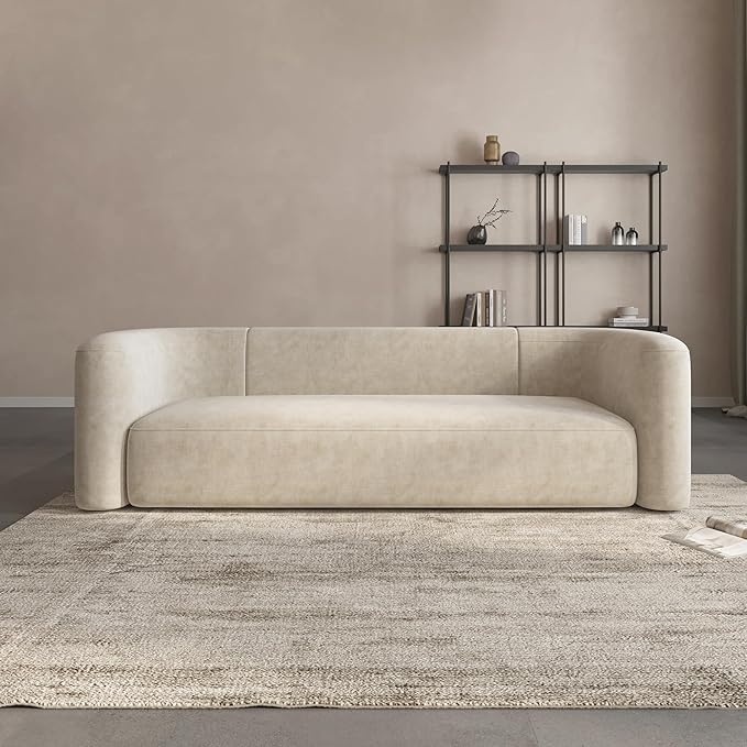 Acanva Luxury Modern Tight Curved Back Velvet Sofa, Minimalist Style Comfy Couch by acanva