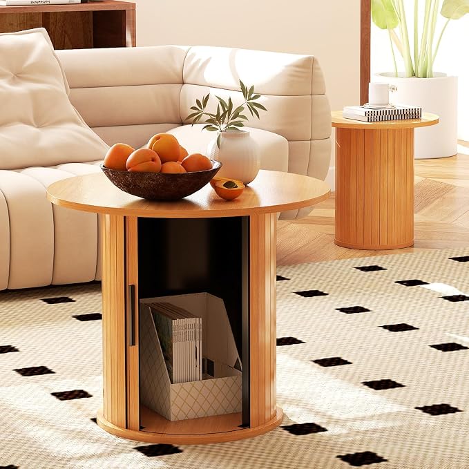 COSVALVE Round Wood Coffee Table 23.6IN - Image 3