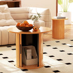 COSVALVE Round Wood Coffee Table 23.6IN - Image 3