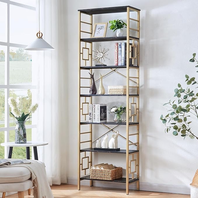 HOMISSUE Bookcase, 7-Tier Tall Bookshelf Metal Bookcase and Bookshelves by Homissue