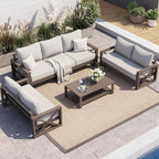 UDPATIO Aluminum Patio Furniture Set, Faux Wood Grain Modern Outdoor Furniture by UDPATIO