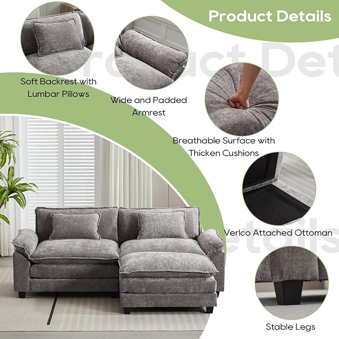 Oprisen 86" Modular Sectional Sofa, Comfy Cloud Couch Sectional Sofa - Image 6