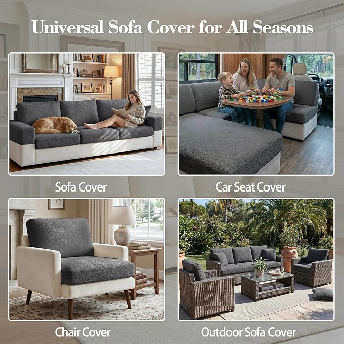 OHSIO Couch Cushion Covers for Sectional Sofa, Stretch Soft Sofa Slipcovers - Image 8