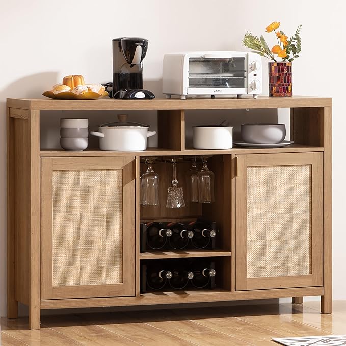 SICOTAS 51" Coffee Bar Cabinet Bar Cart - Image 10