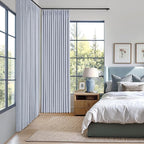MIULEE Chambray Blue Pinch Pleated 100% Blackout Curtains 40x108 Inches | Room - Image 2